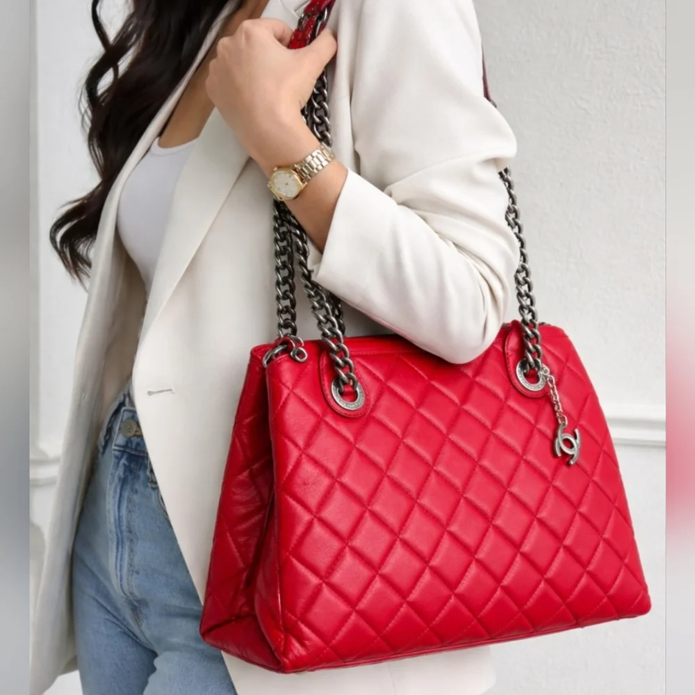 Chanel Red Boy Chained Two-way Tote